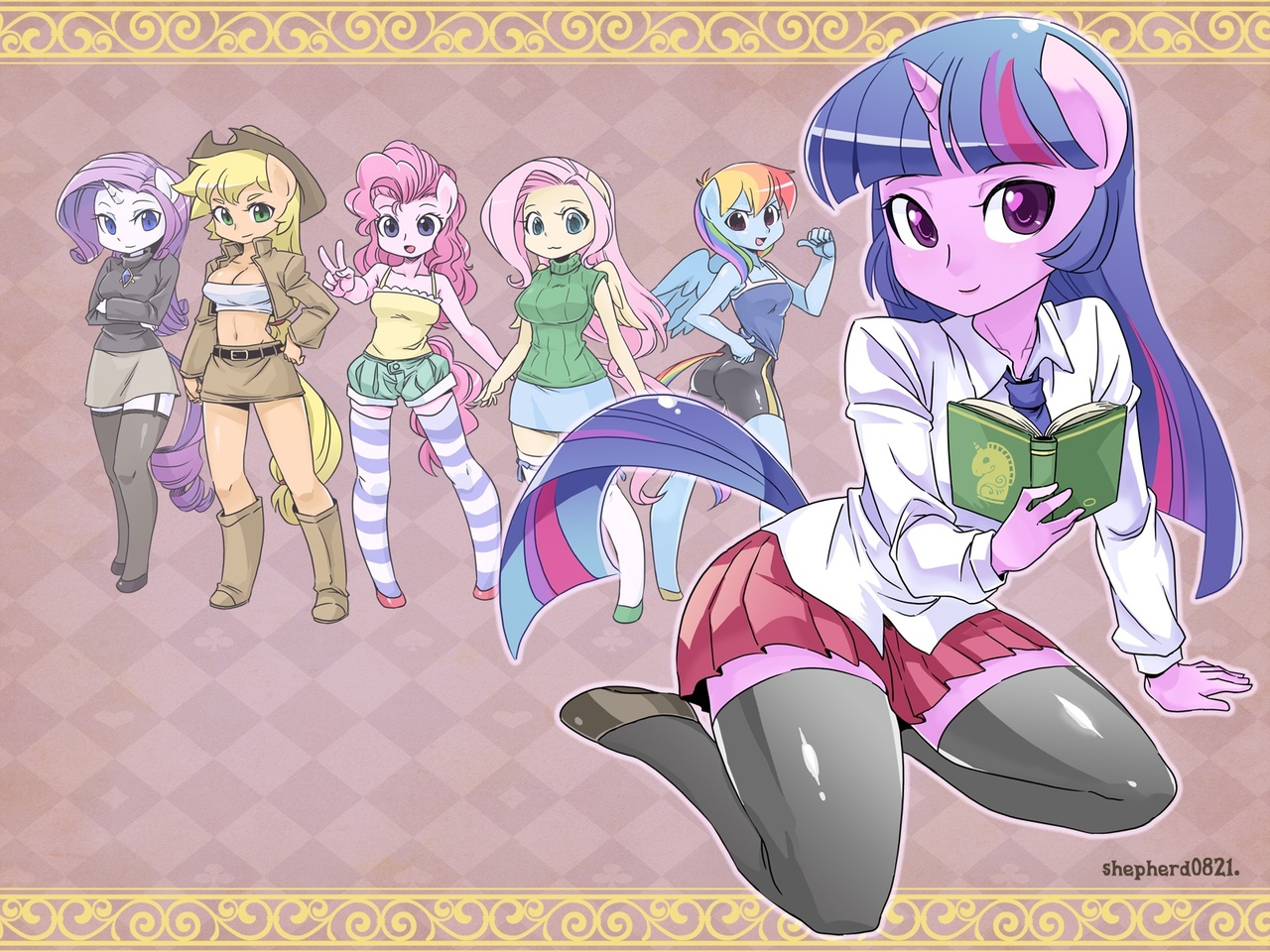 1197177 - safe, artist:azaleasdolls, artist:fannitasticfangirl, applejack,  fluttershy, pinkie pie, rainbow dash, rarity, twilight sparkle, alicorn,  human, pony, equestria girls, g4, anna, barely eqg related, clothes,  crossover, crown, dress, elsa