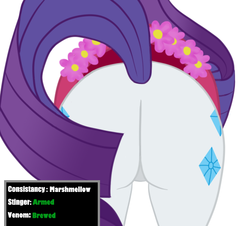 Size: 550x498 | Tagged: safe, artist:bsting, edit, rarity, pony, unicorn, g4, butt, butt only, close-up, cropped, female, flower, mare, plot, rearity, solo
