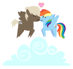 Size: 850x801 | Tagged: safe, artist:dbkit, dumbbell, rainbow dash, pegasus, pony, g4, dumbdash, duo, female, male, pointy ponies, shipping, simple background, straight, transparent background, vector