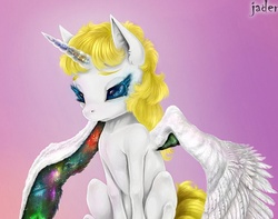 Size: 821x648 | Tagged: safe, artist:jader, oc, oc only, alicorn, pony, alicorn oc, sad, sitting, solo