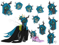 Size: 3000x2300 | Tagged: safe, artist:valkyrie-girl, queen chrysalis, oc, oc:pupa, changeling, changeling queen, nymph, fanfic:maternal instinct, g4, bedroom eyes, changeling oc, clothes, confused, cute, cutealis, cuteling, drool, duo, duo female, facial expressions, fangs, female, frown, glare, happy, kimono (clothing), looking at you, mommy chrissy, mother and daughter, nuzzling, ocbetes, offspring, open mouth, parent:queen chrysalis, raised eyebrow, sad, sketch dump, smiling