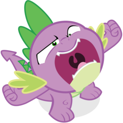 Size: 900x900 | Tagged: safe, edit, spike, dragon, g4, angry, male, rage, simple background, solo, transparent background, yell, yelling