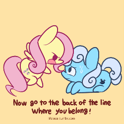 Size: 500x500 | Tagged: safe, artist:php56, fluttershy, linky, shoeshine, g4, putting your hoof down, animated, chibi, female, frame by frame, new fluttershy, scene interpretation, squigglevision
