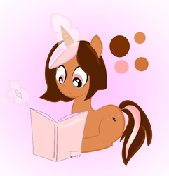 Size: 641x666 | Tagged: safe, artist:n30n-h34rts, oc, oc only, pony, unicorn, book, female, mare, solo