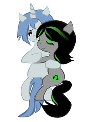 Size: 536x739 | Tagged: safe, artist:n30n-h34rts, oc, oc only, earth pony, pony, unicorn, couple, female, male, mare, stallion