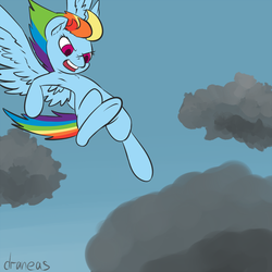 Size: 1000x1000 | Tagged: safe, artist:draneas, rainbow dash, g4, action pose, armpits, cloud, cloudy, falling, female, solo