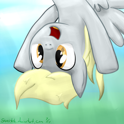 Size: 1024x1024 | Tagged: safe, artist:savestate, derpy hooves, pegasus, pony, g4, female, mare, solo, upside down