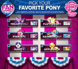 Size: 904x807 | Tagged: safe, applejack, fluttershy, pinkie pie, rainbow dash, rarity, twilight sparkle, alicorn, pony, g4, best pony, female, mare, poll, the hub, twilight sparkle (alicorn)