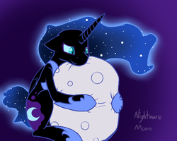 Size: 1000x800 | Tagged: dead source, safe, artist:conmanwolf, nightmare moon, alicorn, pony, g4, cute, female, floppy ears, hug, missing accessory, moon, moonabetes, nicemare moon, plushie, smiling, solo, tangible heavenly object