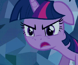 Size: 432x365 | Tagged: safe, artist:dtkraus, edit, edited screencap, screencap, twilight sparkle, a canterlot wedding, g4, animated, female, floppy ears, pouting, solo, wat