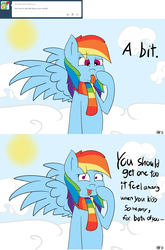 Size: 1280x1939 | Tagged: safe, artist:m4ng0s, rainbow dash, snails, g4, ask, clothes, glitter shell, scarf, tongue out, tongue piercing, tumblr