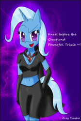 Size: 1510x2260 | Tagged: safe, artist:zepher_tensho, trixie, anthro, g4, alicorn amulet, belly button, female, smiling, solo