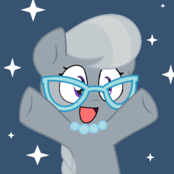 Size: 554x553 | Tagged: safe, artist:pupster0071, silver spoon, g4, female, glasses, nya, solo, stars