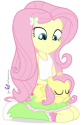 Size: 450x688 | Tagged: safe, artist:dm29, fluttershy, human, pegasus, pony, equestria girls, g4, cute, duo, female, filly, filly fluttershy, flutterpet, human ponidox, julian yeo is trying to murder us, petting, pony pet, shyabetes, simple background, sleeping, square crossover, transparent background, younger