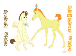Size: 1240x911 | Tagged: safe, artist:vanycat, pound cake, pumpkin cake, pegasus, pony, unicorn, g4, baby, baby pony, brother and sister, cake twins, colt, duo, female, filly, foal, male, realistic, siblings, twins