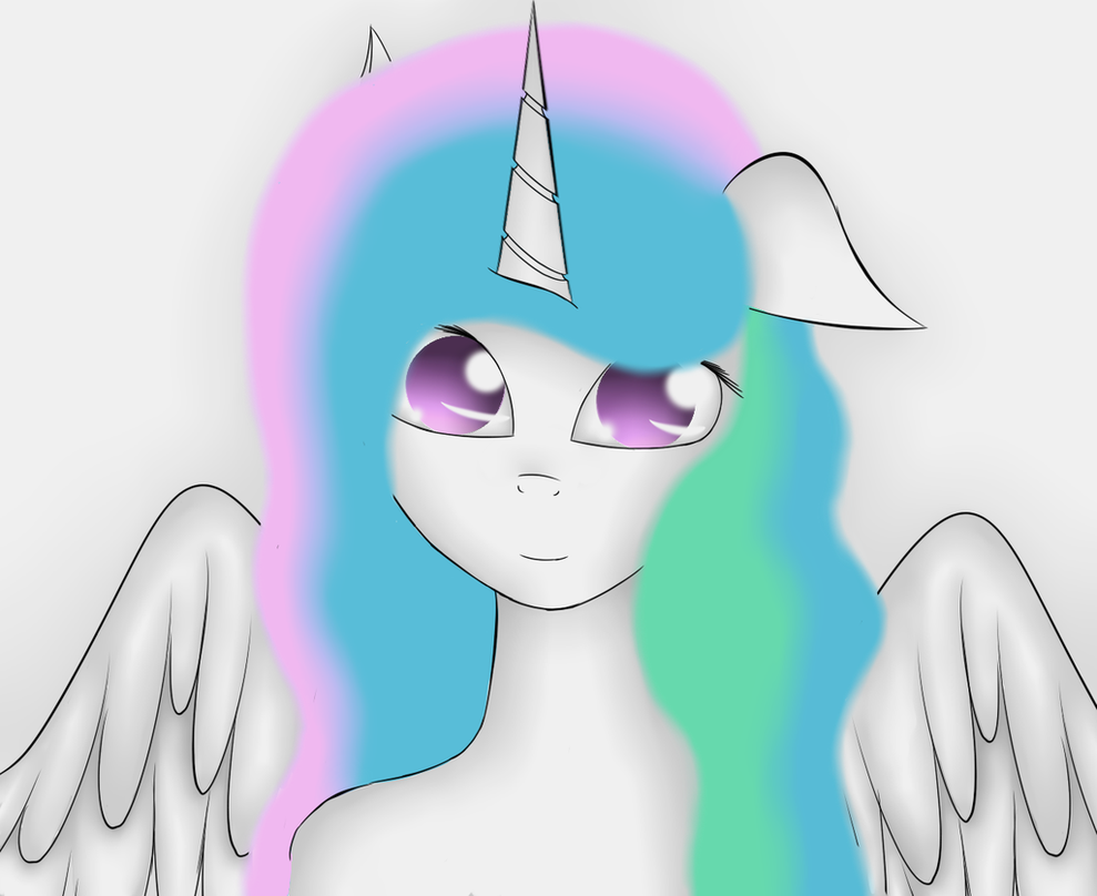 Safe Artist Glittersonyourface Princess Celestia Anthro Female Solo Derpibooru