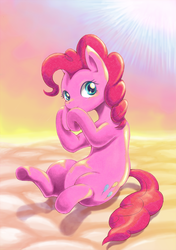 Size: 513x728 | Tagged: safe, artist:usappy-barkhaward, pinkie pie, earth pony, pony, g4, cute, diapinkes, female, mare, sitting, solo