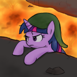 Size: 600x600 | Tagged: safe, artist:muffinsforever, twilight sparkle, g4, crossover, female, lava, link, solo, the legend of zelda, twilight sparkle is not amused, unamused