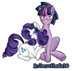 Size: 976x960 | Tagged: safe, artist:anibaruthecat, rarity, twilight sparkle, comic:the unexpected love life of dusk shine, g4, blushing, dusk shine, dusk shine gets all the mares, half r63 shipping, rule 63, ship:rarilight, ship:rarishine, shipping