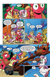 Size: 636x978 | Tagged: safe, idw, official comic, apple bloom, big macintosh, lyra heartstrings, scootaloo, sweetie belle, earth pony, pegasus, pony, unicorn, g4, spoiler:comic, spoiler:comic09, catapult, comic, cutie mark crusaders, fireworks, idw advertisement, imminent explosion, male, match, preview, pyro belle, stallion, sweetie fail, sweetiedumb, this will end in explosions, this will not end well
