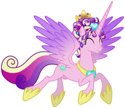Size: 7100x6100 | Tagged: safe, artist:jordila-forge, princess cadance, alicorn, pony, g4, games ponies play, absurd resolution, ceremonial headdress, colored wings, eyes closed, female, flying, gem, gradient wings, mare, simple background, solo, transparent background, vector