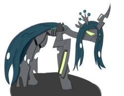 Size: 1024x796 | Tagged: dead source, safe, artist:iados, queen chrysalis, changeling, changeling queen, necron, g4, crossover, crown, female, jewelry, raised hoof, regalia, simple background, solo, transparent background, warhammer (game), warhammer 40k