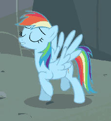 Size: 505x552 | Tagged: safe, screencap, rainbow dash, pegasus, pony, g4, may the best pet win, season 2, animated, cropped, extreme speed animation, eyes closed, female, prancing, solo, trotting, trotting in place