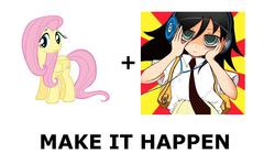 Size: 936x558 | Tagged: safe, fluttershy, g4, exploitable meme, make it happen, meme, tomoko kuroki, watamote