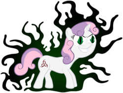Size: 3077x2332 | Tagged: safe, artist:notaponyusername, sweetie belle, pony, unicorn, g4, dragon eyes, female, filly, foal, horn, simple background, solo, thrackerzod, transparent background