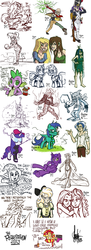 Size: 1000x2755 | Tagged: safe, artist:theartrix, allie way, discord, queen chrysalis, rarity, spike, sunset shimmer, trixie, oc, oc:artrix the oc pony, oc:astra the astramare, alicorn, ant, equestria girls, g4, cigarette, cigarette holder, humanized, smoking, soldier