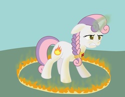 Size: 3000x2316 | Tagged: safe, artist:birdco, sweetie belle, g4, combustible lemon, female, fire, magic, pyro belle, pyrokinesis, pyromancy, ring of fire, solo