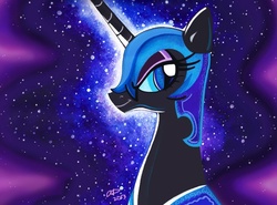 Size: 681x503 | Tagged: safe, artist:aurora-chiaro, nightmare moon, g4, female, solo