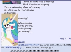 Size: 733x539 | Tagged: safe, princess celestia, g4, ponychan, ponychan screencap, roald dahl, text, willy wonka and the chocolate factory