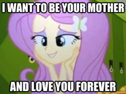 Size: 478x359 | Tagged: safe, edit, edited screencap, screencap, fluttershy, equestria girls, g4, my little pony equestria girls, cropped, female, fluttermom, image macro, solo