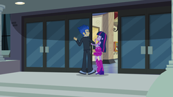 Size: 1920x1080 | Tagged: safe, edit, edited screencap, screencap, flash sentry, twilight sparkle, alicorn, equestria girls, g4, my little pony equestria girls, angry, boots, clothes, door, fall formal outfits, flashabuse, gasp, high heel boots, out of context, shoes, slap, sneakers, tuxedo, twilight ball dress, twilight sparkle (alicorn)