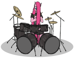 Size: 1254x1086 | Tagged: safe, artist:raynebowcrash, pinkie pie, g4, drums, female, heavy metal, musical instrument, pinkamena diane pie, punkamena, punkie pie, simple background, solo, transparent background