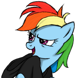 Size: 880x908 | Tagged: safe, artist:raynebowcrash, rainbow dash, pegasus, pony, g4, clothes, female, hoodie, lidded eyes, portrait, simple background, solo, transparent background