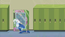Size: 1920x1080 | Tagged: safe, trixie, equestria girls, g4, my little pony equestria girls, boots, fall formal outfits, female, high heel boots, lockers, solo, vending machine