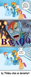 Size: 1000x2500 | Tagged: safe, rainbow dash, scootaloo, spitfire, g4, comic, faic, parody, the legend of korra, wat