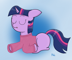 Size: 1114x932 | Tagged: safe, artist:mascimus, twilight sparkle, g4, clothes, female, filly, sleeping, solo, sweater