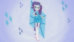 Size: 1920x1080 | Tagged: safe, screencap, rarity, equestria girls, g4, my little pony equestria girls, bedroom eyes, boots, bracelet, element of generosity, female, gem, harmonic transformation, high heel boots, jewelry, looking at you, ponied up, pony ears, ponytail, solo, sparkles
