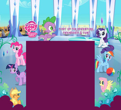 Size: 1600x1462 | Tagged: safe, applejack, fluttershy, pinkie pie, rainbow dash, rarity, spike, twilight sparkle, dragon, earth pony, pegasus, pony, unicorn, g4, official, beach ball, crystal empire, female, hubworld, male, mane seven, mane six, mare, my little pony logo, stock vector