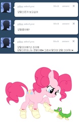 Size: 500x800 | Tagged: safe, gummy, pinkie pie, g4, clothes, korean, pinkiepie-kor, socks, tumblr