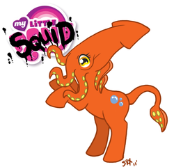 Size: 692x664 | Tagged: safe, artist:pterosaurpony, edit, squid, logo, logo edit, my little pony logo, my little x, ponified, rearing, solo