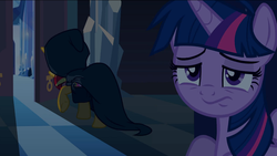 Size: 1023x576 | Tagged: safe, sunset shimmer, twilight sparkle, pony, unicorn, equestria girls, g4, my little pony equestria girls, faic, twilight sparkle (alicorn), twilight sparkle is not amused, unamused