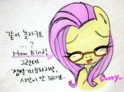 Size: 548x410 | Tagged: safe, fluttershy, g4, female, flutter-nerd, korean, solo