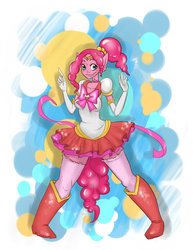 Size: 1024x1325 | Tagged: safe, artist:rubynina, pinkie pie, human, g4, clothes, eared humanization, female, humanized, pony coloring, sailor senshi, solo, tailed humanization, thigh highs