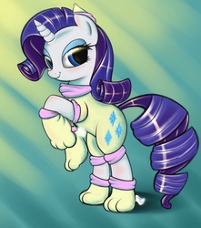 Size: 3000x3400 | Tagged: safe, artist:carligercarl, rarity, pony, unicorn, g4, bipedal, catsuit, female, lidded eyes, looking at you, paw gloves, solo