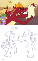 Size: 856x1364 | Tagged: artist needed, safe, edit, screencap, fizzle, garble, spike, dragon, g4, gay, kiss on the lips, kissing, male, ship:garbizzle, teenaged dragon