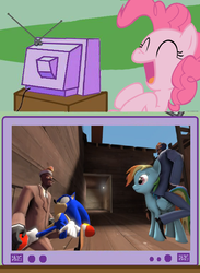 Size: 563x770 | Tagged: safe, pinkie pie, rainbow dash, g4, exploitable meme, meme, sonic the hedgehog, sonic the hedgehog (series), spy, spy (tf2), team fortress 2, tv meme